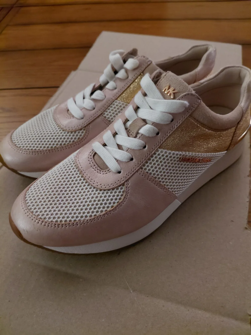 Michael Kors Pink & Gold Lace-Up Sneakers for Women